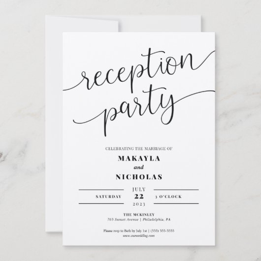 Invitation de réception de mariage (Devant)