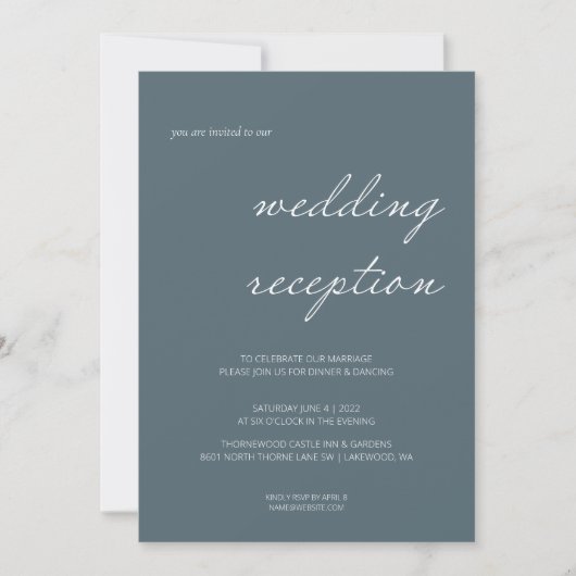 Invitation de réception de mariage à l'écriture ca (Devant)