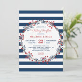 Invitation de réception de mariage à rayures flora (Debout devant)