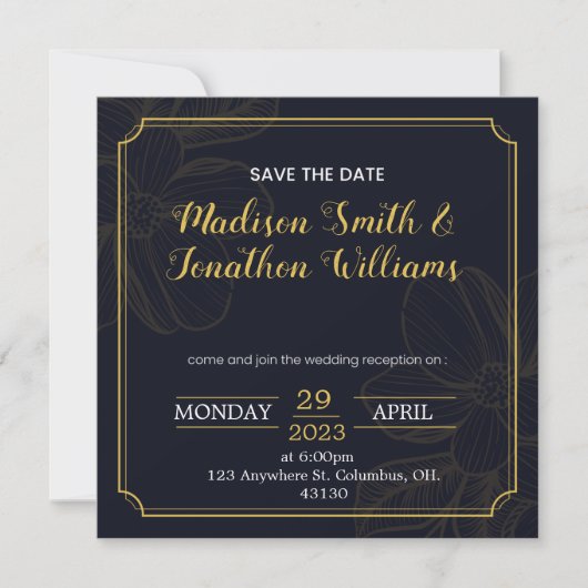 Invitation de réception de mariage à retenir (Devant)