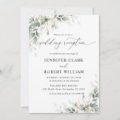 Invitation de réception de mariage à verdure minim (Devant)