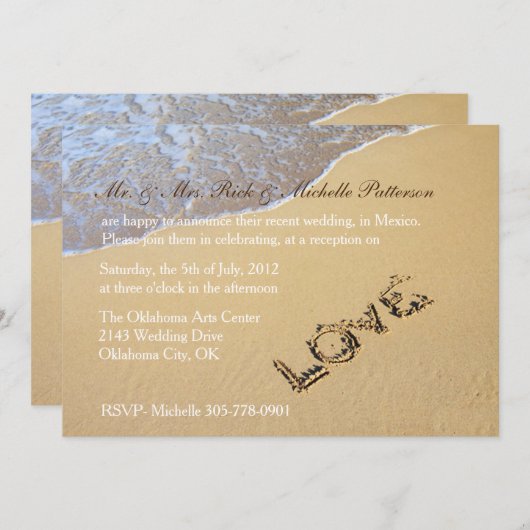 Invitation de réception de mariage après la plage  (Devant / Derrière)