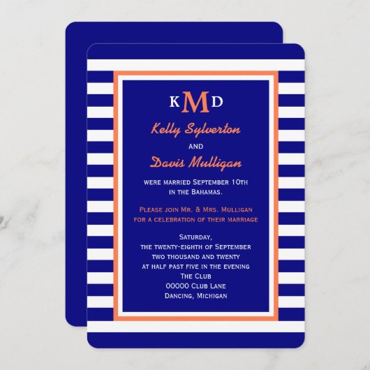 Invitation de réception de mariage après mariage - (Devant / Derrière)