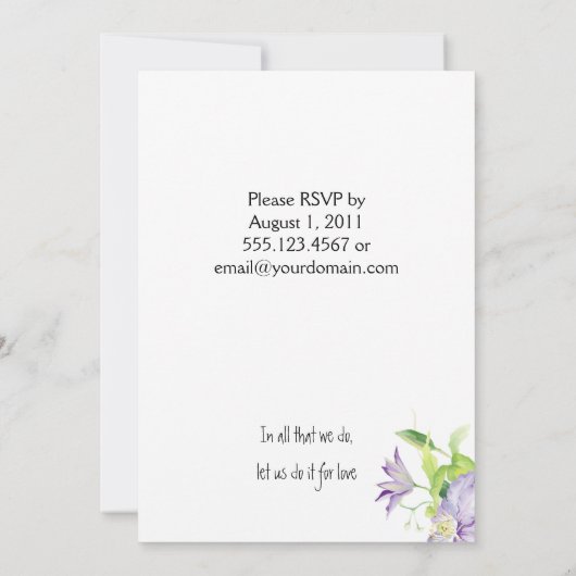 Invitation de réception de mariage après Purple Cl (Dos)