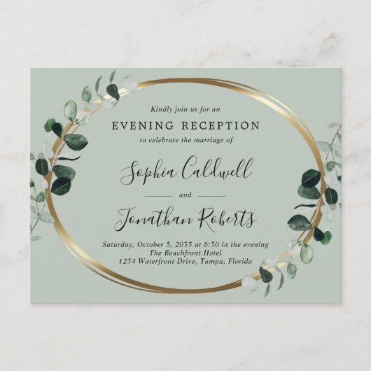 Invitation de réception de mariage au eucalyptus d (Devant)