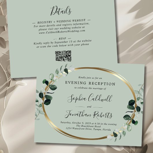 Invitation de réception de mariage au eucalyptus d