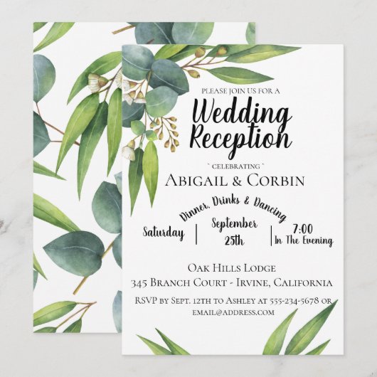 Invitation de réception de mariage au feuillage d' (Devant / Derrière)