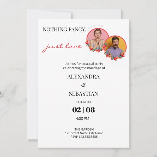 Invitation de réception de mariage avec photos mod (Devant)