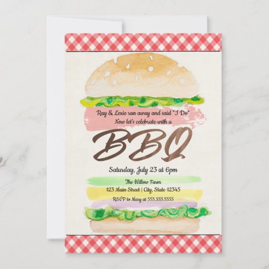 Invitation de réception de mariage BBQ (Devant)