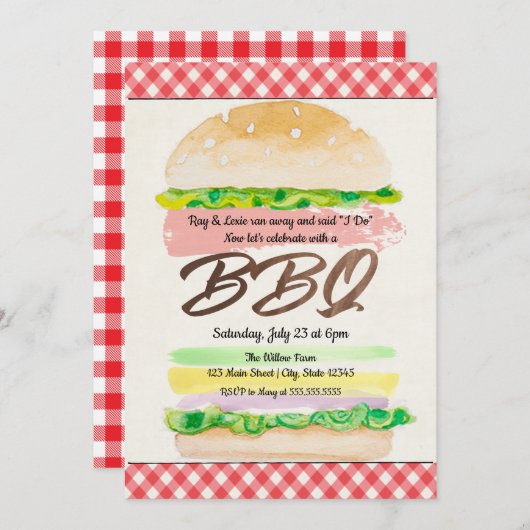 Invitation de réception de mariage BBQ (Devant / Derrière)