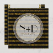 Invitation de réception de mariage Black Gold Glam (Devant / Derrière)