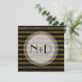 Invitation de réception de mariage Black Gold Glam (Debout devant)