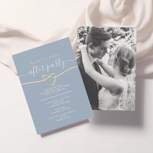 Invitation de réception de mariage bleu poussiéreu