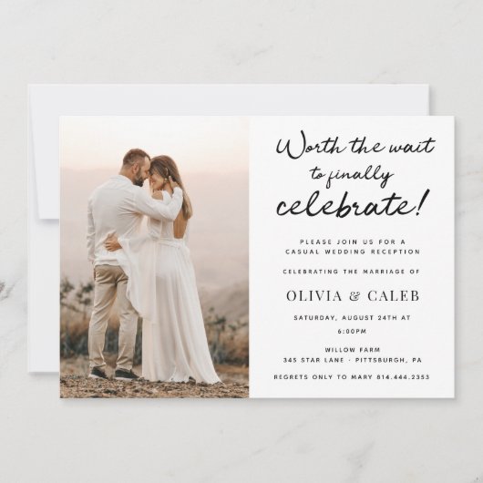 Invitation de réception de mariage Ça valait la pe (Devant)