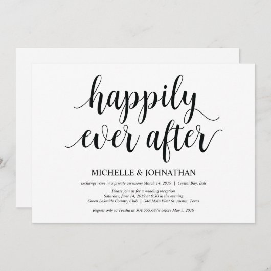 Invitation de réception de mariage champêtre (Devant / Derrière)