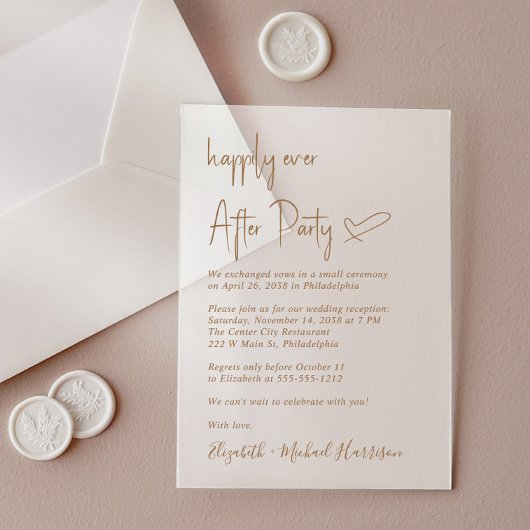 Invitation de réception de mariage chic en écritur