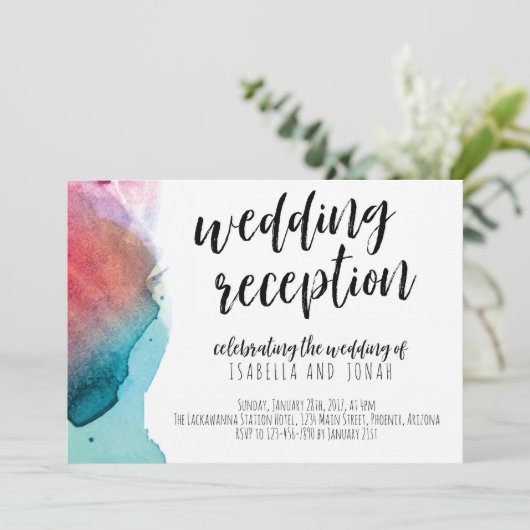 Invitation de réception de mariage d'aquarelle (Debout devant)
