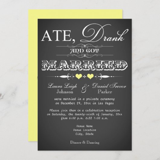 Invitation de réception de mariage de style tablea (Devant / Derrière)