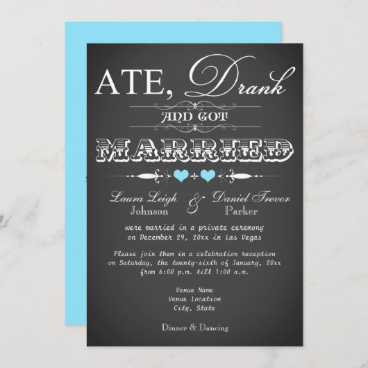 Invitation de réception de mariage de style tablea (Devant / Derrière)