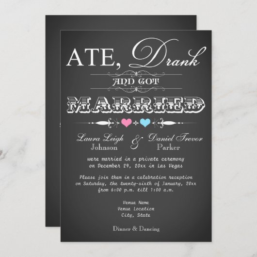 Invitation de réception de mariage de style tablea (Devant / Derrière)