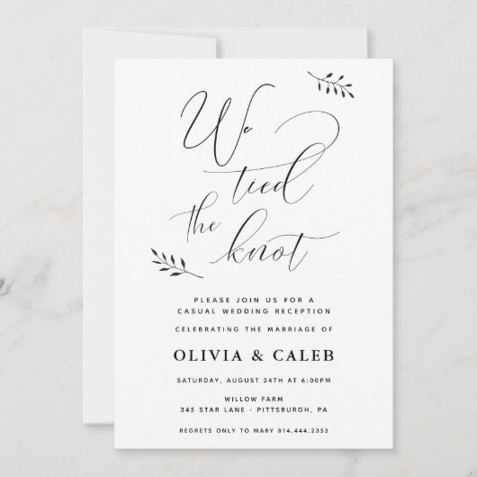 Invitation de réception de mariage décontractée (Devant)