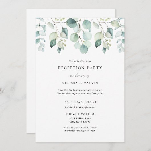 Invitation de réception de mariage décontractée au (Devant / Derrière)