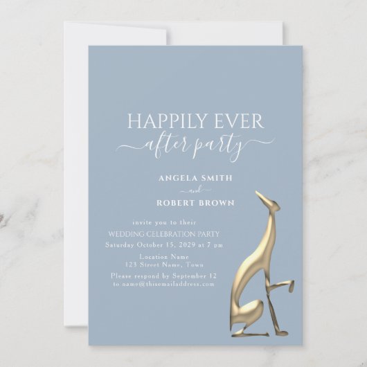 Invitation de réception de mariage élégant bleu po (Devant)