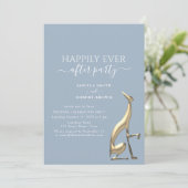 Invitation de réception de mariage élégant bleu po (Debout devant)