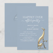 Invitation de réception de mariage élégant bleu po (Devant / Derrière)