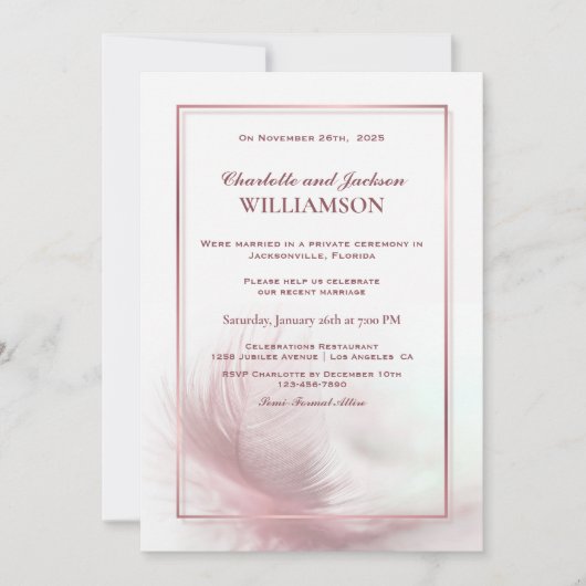 Invitation de réception de mariage élégante à la p (Devant)