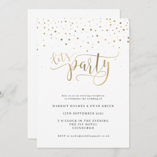 Invitation de réception de mariage en soirée 'Fais (Devant / Derrière)