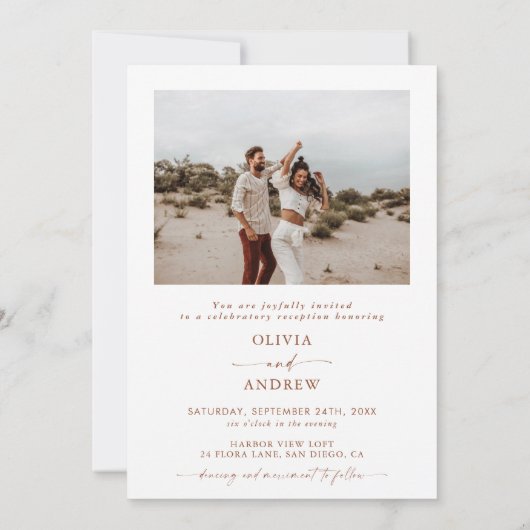 Invitation de réception de mariage en terre cuite  (Dos)