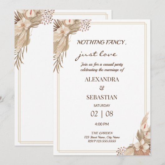 Invitation de réception de mariage floral (Devant / Derrière)