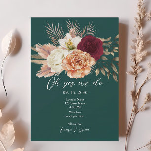 Invitation de réception de mariage floral émeraude
