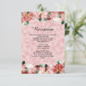 Invitation de réception de mariage floral rose rom (Debout devant)