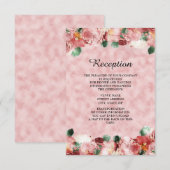 Invitation de réception de mariage floral rose rom (Devant / Derrière)