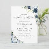 Invitation de réception de mariage florale bleu ma (Debout devant)