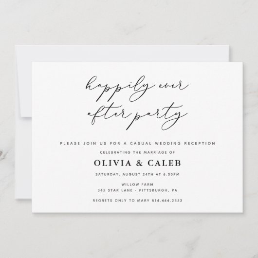 Invitation de réception de mariage heureux à jamai (Devant)