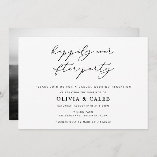 Invitation de réception de mariage heureux à jamai (Devant / Derrière)