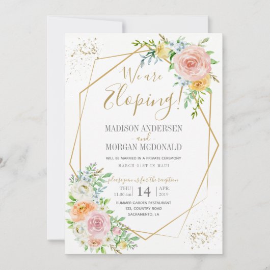Invitation de réception de mariage intime floral r (Devant)