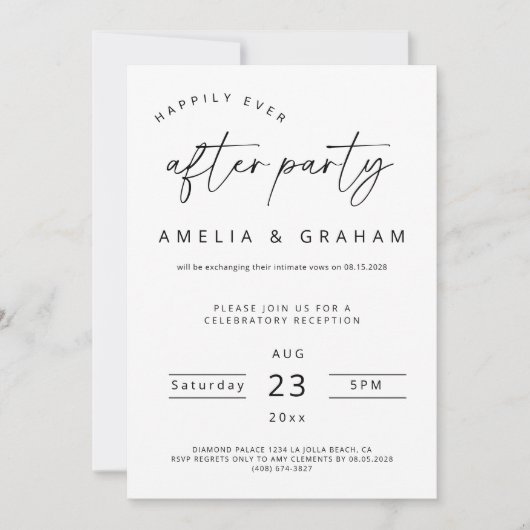 Invitation de réception de mariage intime minimali (Devant)