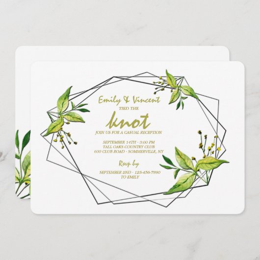 Invitation de réception de mariage intime Tied The (Devant / Derrière)