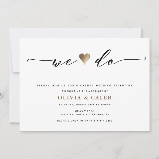 Invitation de réception de mariage Just Married (Devant)