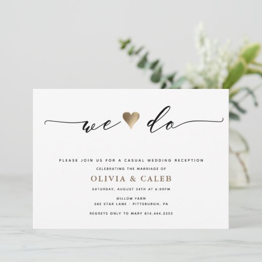 Invitation de réception de mariage Just Married (Debout devant)