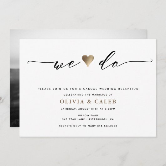 Invitation de réception de mariage Just Married (Devant / Derrière)