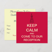 Invitation de réception de mariage KEEP CALM (Roug (Devant / Derrière)