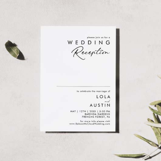Invitation de réception de mariage minimaliste mod
