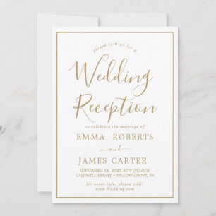 Invitation de réception de mariage minimaliste or