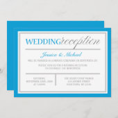 Invitation de réception de mariage moderne bleu et (Devant / Derrière)