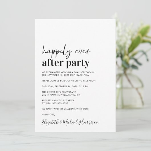 Invitation de réception de mariage moderne minimal (Debout devant)
